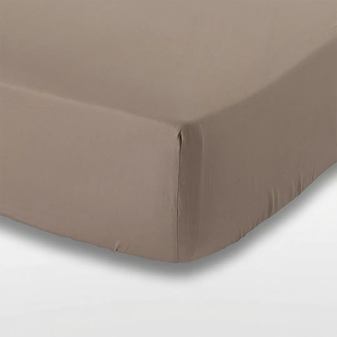 Taupe 100% Katoensatijn Hoeslaken