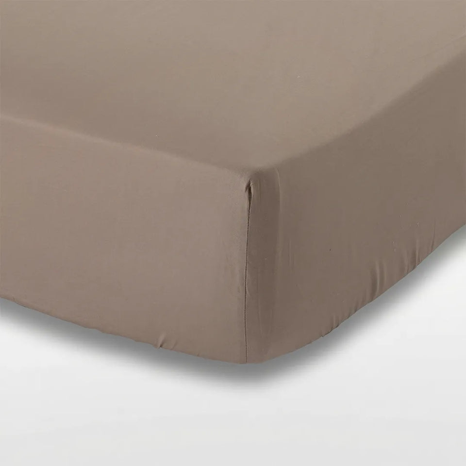 Taupe 100% Katoensatijn Hoeslaken